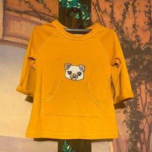 Chenault girl Sequined pug appliqué top with kangaroo pocket